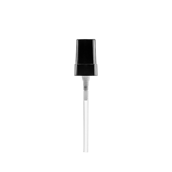 The image shows the Calaso PP Pump 18/400 FPB05A3C001-200. It features a white plastic pump with a ribbed screw cap designed to fit on containers with an 18/400 neck finish. The pump has a smooth, rounded actuator for easy dispensing and a dip tube extending from the bottom of the cap. The overall design is sleek and functional, suitable for various liquid products.