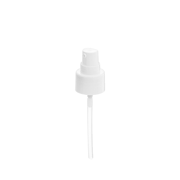 The image displays the CALASO PP Pump 24/410 FPB15A3C010-001. This product features a sleek, cylindrical pump mechanism with a smooth, rounded actuator at the top. The pump is predominantly white, with a glossy finish, and includes a standard ribbed closure that fits securely onto compatible containers. The pump is designed for easy dispensing of liquids and gels.