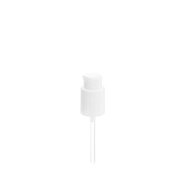 The image shows the Calaso PP Pump 18/415. It is a sleek, cylindrical pump dispenser featuring a smooth, rounded pump head with a nozzle for dispensing liquids. The pump is designed to fit onto bottles with an 18/415 neck finish. The material appears to be made of a durable, lightweight plastic, and the pump is depicted in a neutral color, possibly white or clear.