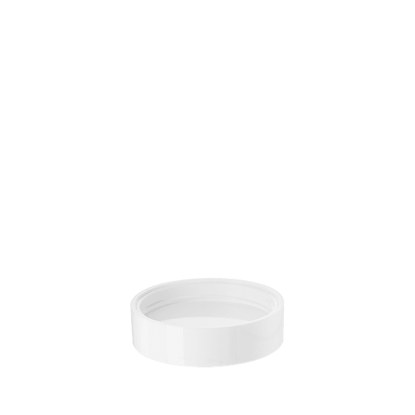 The image features the Calaso PP Threaded Closure 64 Special HBA01A1A004-001. It shows a sleek, cylindrical plastic cap with a glossy finish. The closure has threading on the inside, designed to securely fit onto a corresponding container. The cap appears to be solid and robust, suitable for sealing various products.