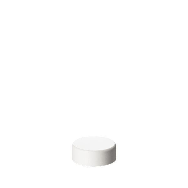 The image shows the Calaso PP Threaded Closure 30 Special. It is a plastic screw-on cap designed for sealing containers. The cap appears to be white and has a smooth, glossy finish with subtle ridges on the sides for grip. The top surface is flat and unadorned, providing a simple and clean look.