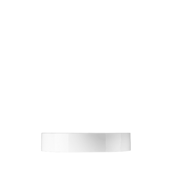 The image displays the Calaso PP Threaded Closure 87 Special. It is a white, round, plastic threaded cap designed for securely sealing containers. The closure features a smooth surface and a slightly raised edge for easy grip.