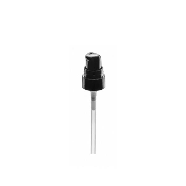 The image features the Calaso Pump 18/400 FPB05A3C004-200. It is a sleek, cylindrical pump dispenser with a smooth, glossy white finish. The pump has a rounded top that tapers slightly towards the nozzle, and a long, slender dip tube extending from the base. The overall design is minimalist and modern, suitable for dispensing liquids like lotions or soaps.