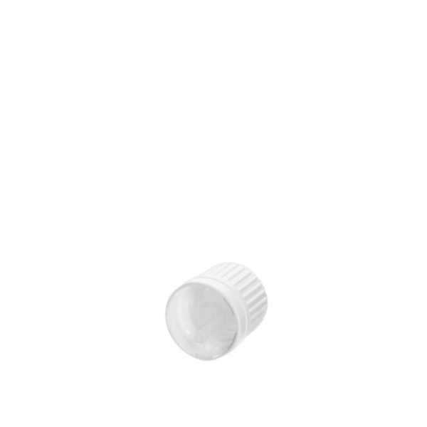 The image shows the Calaso PP Dropper DIN18. It is a sleek, cylindrical dropper bottle with a smooth, white finish. The bottle features a screw-on cap with a built-in dropper for precise dispensing. The design is minimalistic and functional, making it suitable for various liquid products.