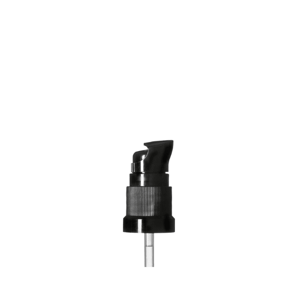 The image shows the Glasmeister PP Pump DIN18. It is a sleek, cylindrical pump dispenser with a smooth, glossy white finish. The pump features a long, narrow nozzle for precise dispensing and has a clean, minimalist design. The base of the pump is slightly wider, providing stability, and it attaches securely to the container via a threaded mechanism.