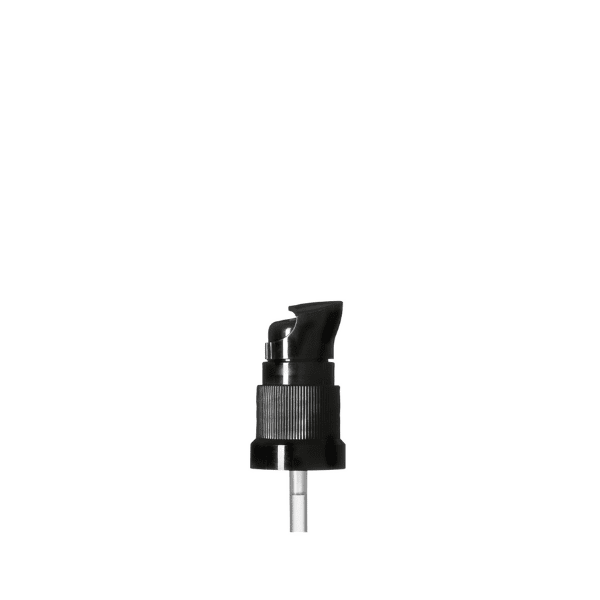 The image shows the Calaso PP Pump DIN18. The pump features a sleek design with a smooth, cylindrical body and a nozzle at the top for dispensing liquids. The pump appears to be made of a durable plastic material, with a ribbed section near the base for easy gripping and attachment to a bottle or container. The overall appearance is functional and modern, suitable for use with a variety of liquid products.