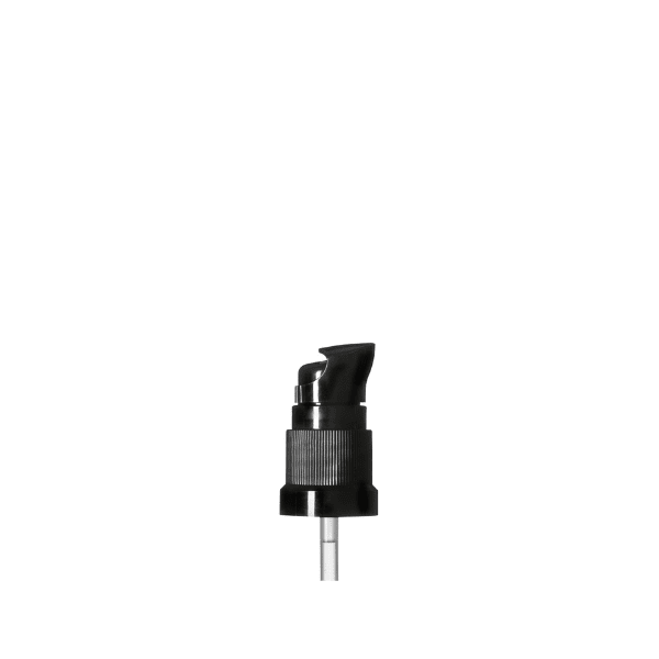 The image features the Calaso PP Pump DIN18 ABB02A3C023-200. It is a white plastic pump dispenser with a ribbed texture on the neck for better grip. The pump has a long, slender nozzle and a wide base to fit securely onto containers. The overall design is sleek and functional, suitable for dispensing various liquids.