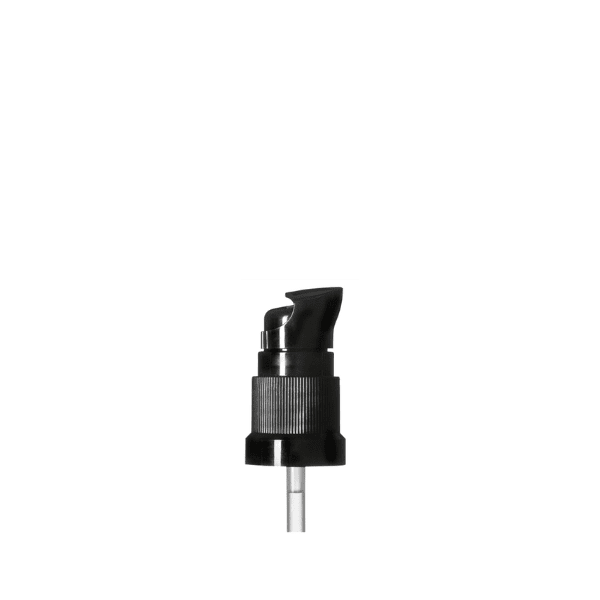 The image displays the Calaso PP Pump DIN18. It is a sleek, white plastic pump with a cylindrical nozzle designed to fit a DIN18 bottle neck. The pump has a smooth finish and a simple, functional design, making it suitable for dispensing various liquids.
