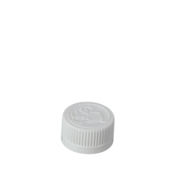 The image shows a MRP Solutions PP Threaded Closure 24-400 (CR024). It is a white, circular plastic cap with a smooth surface and threaded interior designed to securely fit onto compatible containers. The closure appears to have a standard 24-400 neck finish, which indicates the size and threading type for proper sealing. The cap is shown against a plain white background, highlighting its clean design and functional form.