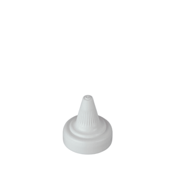 The image shows the MRP Solutions PE Twist Open Cap 38-2144-10-01. The cap appears to be white and is designed for a twist-open mechanism. The cap has a smooth, rounded top surface and ridged sides to provide grip for easy opening and closing. The underside of the cap is not visible in the image. The cap is likely used for sealing bottles or containers securely.