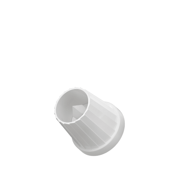 The image displays the Alltub PP Tube Cap M11 Bouchon 16 Conique. The product is a small, conical-shaped cap designed to fit on a tube. It has a smooth, cylindrical body that tapers slightly towards the top, ending in a flat, circular surface. The cap appears to be made of a durable plastic material and is shown in a neutral color. The overall design is sleek and functional, suitable for securely sealing the corresponding tube.