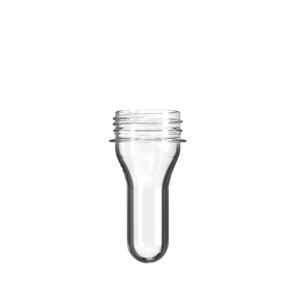 The image shows a clear plastic Resilux PET Bottle Preform (23.5g, PCO). The preform has a cylindrical shape with a rounded bottom and a threaded neck at the top, designed to be molded into a PET bottle. The material appears smooth and transparent, highlighting the precision molding of the preform. This item is typically used in the beverage industry for making PET bottles.