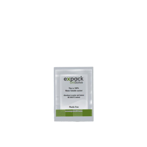 The image features the Expack 2 0oz PET Standup Pouch Unisolve 60ml. The pouch is transparent with a resealable zipper at the top. It stands upright, showcasing its capacity to hold liquid or semi-liquid contents. The overall design is simple and functional, with no visible branding or labels on the packaging. The pouch's transparency allows the contents inside to be visible.