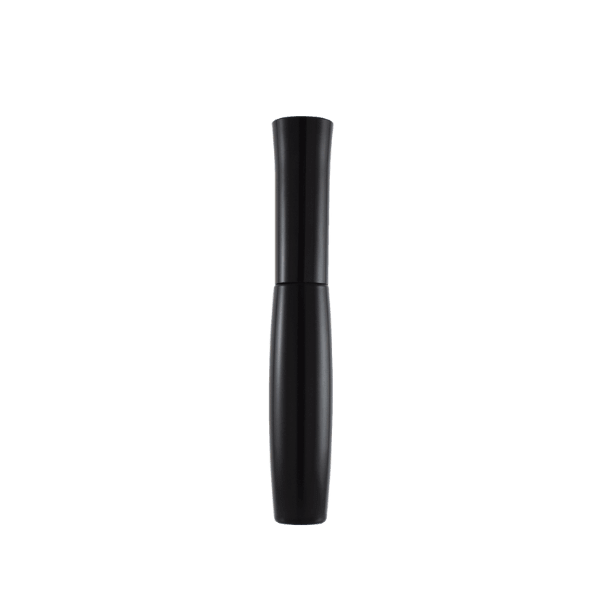 The image shows the SIMEX 0.2oz ABS Lip Gloss Tube (LG014). The tube has a sleek, cylindrical design with a clear body that displays the product inside. It features a smooth, glossy black cap and a built-in applicator for easy use. The overall design is modern and compact, suitable for carrying in a handbag or makeup kit.