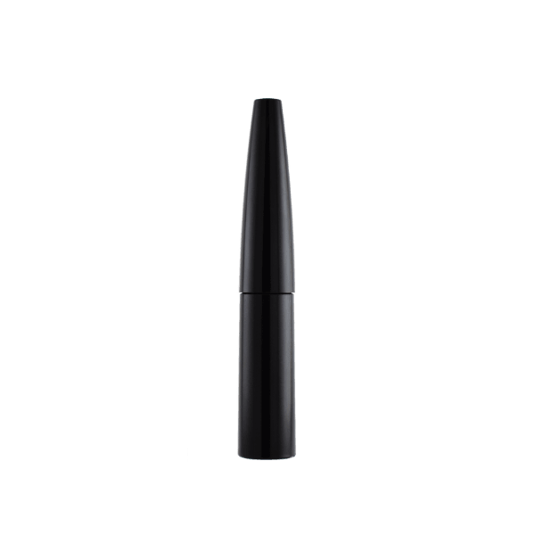 The image shows the Simex ABS Lipstick LB016. It features a sleek, cylindrical design with a glossy black finish. The cap, also black, fits snugly over the base, which is slightly tapered towards the bottom. The overall appearance is modern and elegant, with a minimalist aesthetic suitable for a variety of lipstick products.