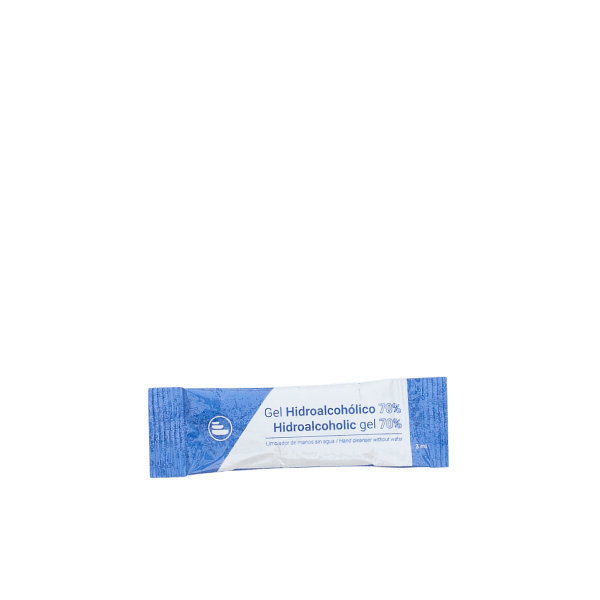 The image features the EXpack 0.9oz PE Standup Pouch. The pouch is sleek and rectangular with a smooth surface, standing upright on its bottom edge. It has a clear, transparent front allowing the contents to be visible, and the rest of the pouch appears to be made from a flexible, glossy material. The top of the pouch is sealed, which helps to preserve the freshness of its contents. The overall design is minimalist and modern, making it suitable for various products.
