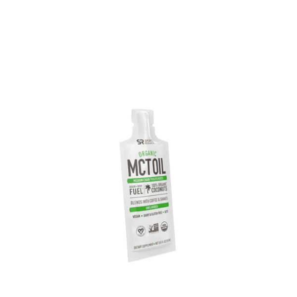 The image displays the Identipak 0.3oz PE Sachet (Sport Drink Sachet) - 9ml. The sachet is primarily white with a clean, minimalist design. It has a rectangular shape with a tear-off top for easy opening. The front of the sachet features the product branding and relevant text. There are no additional graphic elements or images on the sachet, giving it a straightforward and functional appearance.