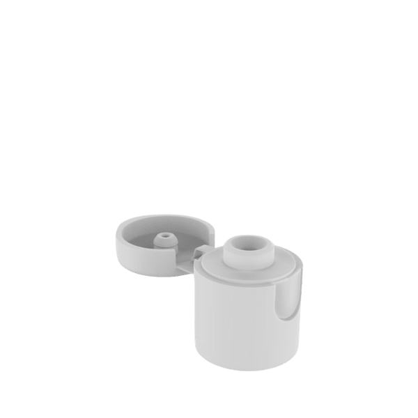 The image shows a VB Packaging PP Flip Top Cap 15-415 (FT15415). The cap is made of polypropylene and is designed with a flip-top feature for easy opening and closing. It has a sleek, smooth surface and a cylindrical shape, suitable for bottles with a 15-415 neck finish. The cap is shown in a neutral color, and the flip-top mechanism is prominently displayed. 