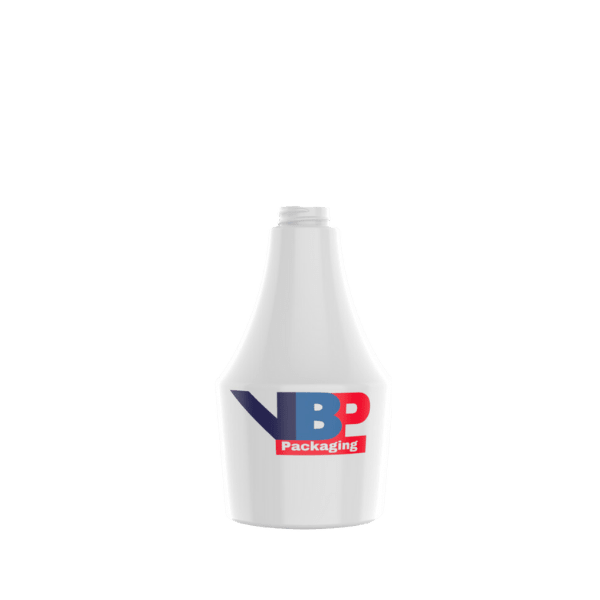 The image features the VB Packaging 16.9oz HDPE Bottle (500ml). The bottle is cylindrical with a slightly tapered neck, which transitions into a narrow opening designed for a cap. The body of the bottle is smooth and has a uniform, semi-transparent white color, showcasing the high-density polyethylene (HDPE) material. The overall design appears simple and functional, suitable for containing various liquids. The bottle is shown against a plain white background.