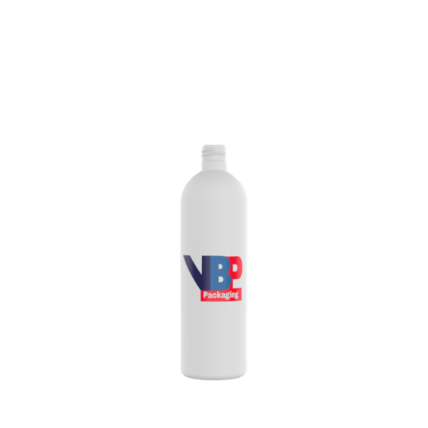 The image shows a VB Packaging 16.0oz HDPE Bottle (B16OZ24415). The bottle is white and cylindrical with smooth surfaces and a rounded shoulder. It features a standard screw cap neck finish, designed to accommodate a compatible closure. The bottle is simple and utilitarian, suitable for various liquid products.