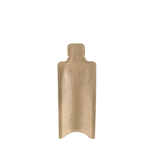 The image shows the Xela Pack 0.4oz Paper Sachet (12ml) Standard PCRP Kraft. The sachet is rectangular and made of kraft paper, featuring a minimalist and clean design. The front side of the sachet is visible, showcasing a plain, unbranded surface with a natural brown color. The edges are neatly sealed, and the overall look is simple yet functional, suitable for single-use packaging of small quantities of products.