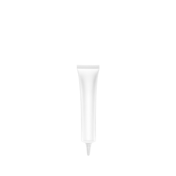 The image displays a 0.5oz PE Tube PBL Round from Burhani Packaging Solutions. The tube is white and cylindrical, with a smooth and glossy surface. It has a small, screw-on cap at one end that is also white and matches the tube's finish. The tube appears to be made of plastic and is designed for holding and dispensing small quantities of products such as creams, gels, or lotions. There are no visible logos or text on the tube in the image.