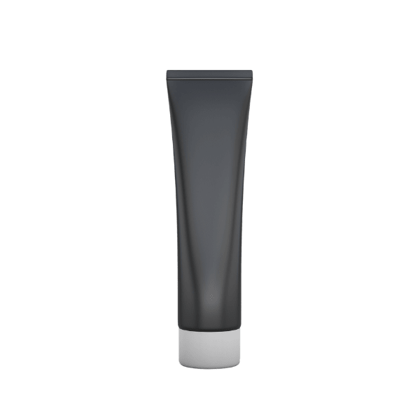 The image shows a Burhani Packaging Solutions 6-8oz PE Tube PBL Round. The tube is white with a pink cap, and it appears to have a smooth, glossy surface. The tube is cylindrical in shape and is designed for packaging various products. The cap is also round and likely screw-on, providing a secure closure for the contents inside. The overall design is sleek and simple, suitable for a wide range of applications.