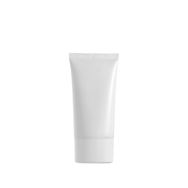 The image shows the Burhani Packaging Solutions 3.7oz PE Tube PBL Oval. The tube is predominantly white with a smooth surface and an oval shape. It has a white cap at the bottom, which appears to be a flip-top style for easy dispensing. The overall design is sleek and minimalistic, suitable for various cosmetic or personal care products.