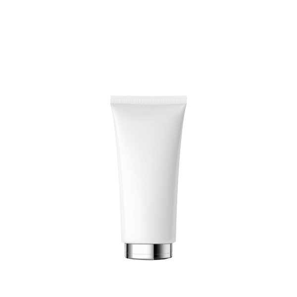 The image shows a Burhani Packaging Solutions 2-3oz PE Tube COEX Round with a 67 ml capacity. The tube is predominantly white with a smooth, glossy finish. It has a rounded shape with a flat cap at the bottom for secure closure. The cap appears to be screw-on and matches the white color of the tube. The product has a clean and minimalist design, suitable for various types of creams, lotions, or gels.