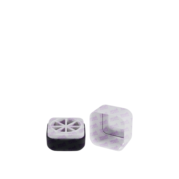 The image shows a transparent plastic jar with a white screw-on lid. The jar is small, cylindrical, and appears to be made for storing small quantities of products, such as cosmetics or samples. The container is clear, allowing the contents to be visible, and has smooth, straight sides. The white lid contrasts with the clear body, giving it a clean and simple appearance.