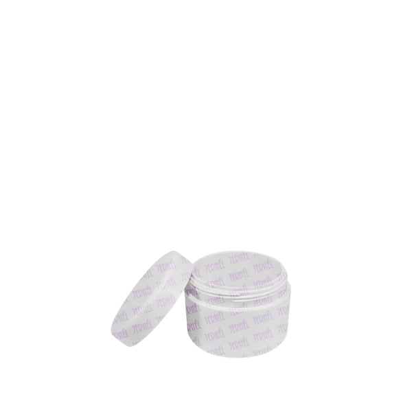 The image shows a clear, cylindrical plastic jar with a white screw-on lid, labeled as the "Jerhel Plastics Inc. 4.1oz Jar (JI-2236)." The jar has smooth, transparent sides, allowing the contents to be easily visible. The white lid is flat and slightly wider than the body of the jar, creating a clean and simple appearance.