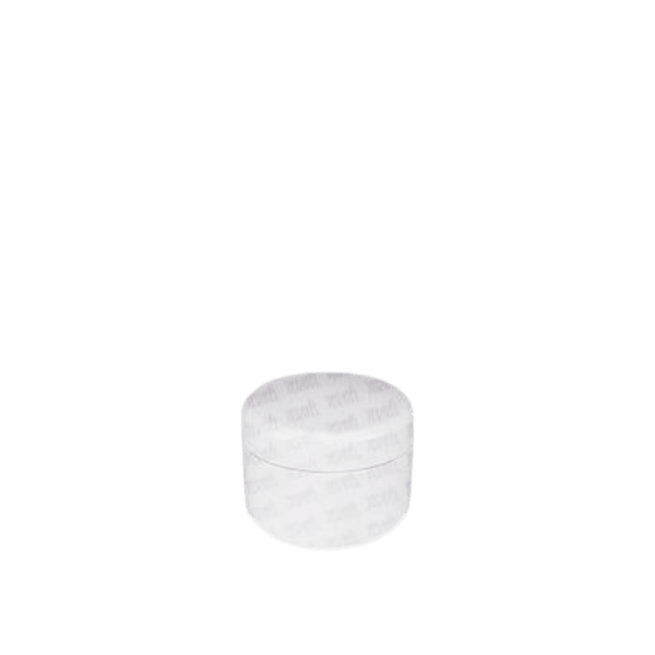 The image shows a transparent plastic jar with a white screw-on lid. The jar has a cylindrical shape and is made of clear plastic, allowing the contents inside to be visible. The white lid contrasts with the clear body of the jar. This product is identified as the "Jerhel Plastics Inc. 4.1oz Jar JI-2236."