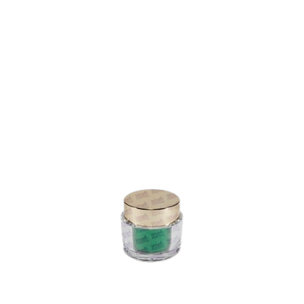 The image shows a clear, cylindrical plastic jar with a white screw-on lid. The jar has a smooth, transparent surface that allows the contents to be visible. The product name is Jerhel Plastics Inc. 1.7oz Jar (JI-12541).