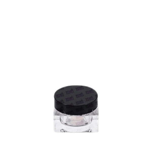 The image shows a clear plastic jar with a white screw-on lid. The jar has a cylindrical shape with straight sides and a flat base. The lid appears to be securely fastened on top of the jar. This product is identified as the Jerhel Plastics Inc. 1.0oz Jar JI-624.