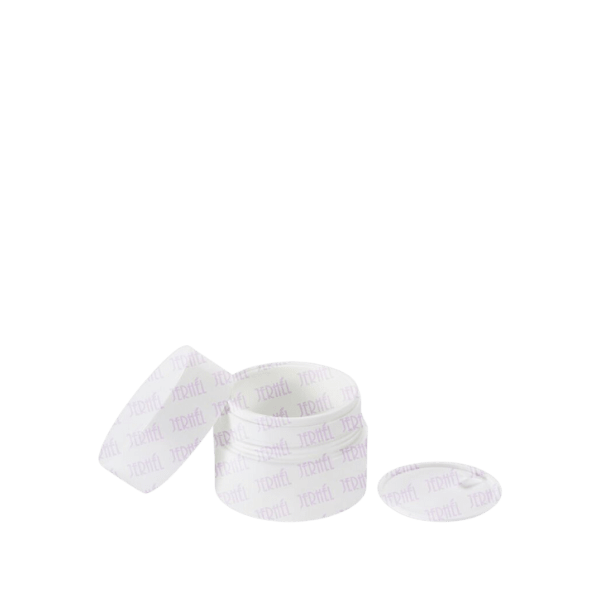The image shows a clear, cylindrical plastic jar with a screw-on lid. The jar appears to be transparent, allowing the contents inside to be visible. The lid is also clear and fits snugly on top of the jar. The product name is "Jerhel Plastics Inc. 1.0oz PP Jar (JI-644)."