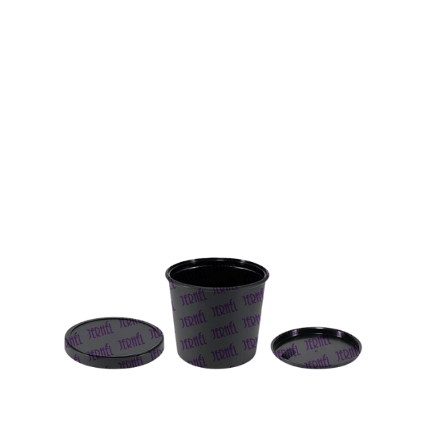 The image shows a clear plastic jar with a white screw-on lid. The jar is cylindrical with smooth sides and a wide mouth. This container appears to be empty and is shown against a plain white background, which highlights its transparent nature and simple design. This product is the Jerhel Plastics Inc. 6-8oz Jar (JI-10140).