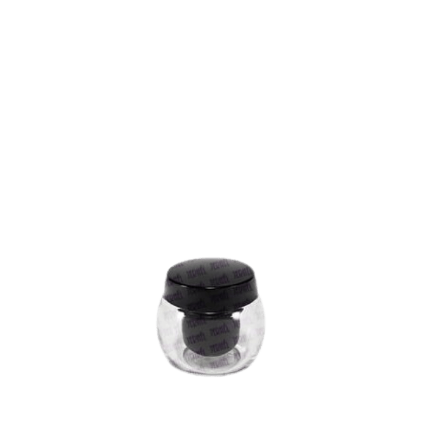 The image shows a clear, cylindrical glass jar with a flat base and a smooth, straight-sided body. The jar has a wide opening at the top, designed for a screw-on lid, which is not shown in the image. The product is identified as the 1.7oz Glass Jar JI-2195 by Jerhel Plastics Inc.