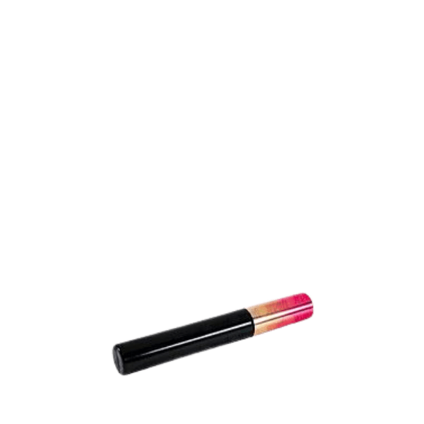 The image displays a 0.4 oz mascara tube from Jerhel Plastics Inc. The tube is sleek and cylindrical, featuring a glossy black finish. The cap is also black and seamlessly blends with the body of the tube, giving it a uniform and professional appearance. The product is designed for storing and applying mascara.