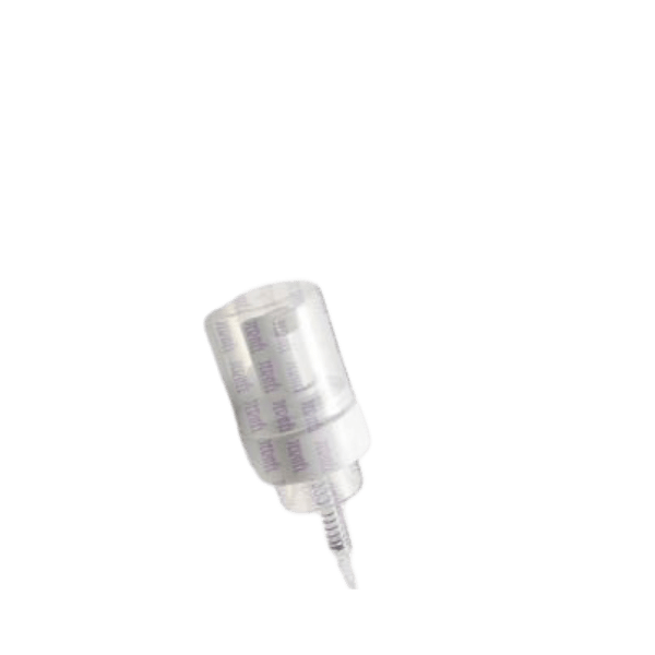 The image shows the Jerhel Plastics Inc. Pump 42-410 (JI-6126). The pump has a sleek design with a cylindrical shape and a ribbed texture on the neck for easy grip. It features a long, narrow dispensing nozzle that extends from the top, and a wider base to fit securely onto bottles. The pump appears to be made of durable plastic and is colored in a solid, neutral tone.