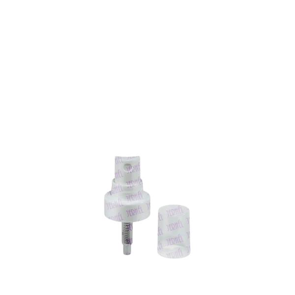 The image shows the Jerhel Plastics Inc. Sprayer 24-400 JI-740. The sprayer features a white, ribbed screw-on cap designed to fit standard 24-400 neck finish bottles. Attached to the cap is a white plastic pump mechanism with a long, thin dip tube extending downward. The pump has a smooth, slightly curved actuator that appears to be easy to press, making it functional for dispensing liquids in a fine mist.