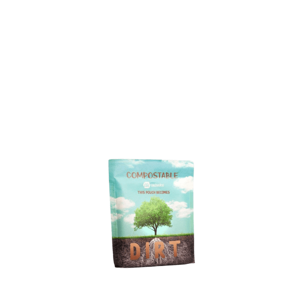 The image shows the ELK Packaging 2.0oz Flat Compostable Pouch. It is a small, flat pouch with a simple, clean design. The pouch appears to be made of a light beige material with a smooth, matte finish. The front of the pouch features a resealable zipper at the top for easy opening and closing. There are no visible labels, logos, or text on the pouch, giving it a minimalist appearance. The overall shape is rectangular with a slightly rounded bottom edge.