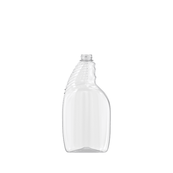 The image displays the Resilux 24.0oz PET Bottle (A240E3G). It is a clear, transparent plastic bottle with a sleek, cylindrical shape. The bottle has a smooth surface and a standard screw-top neck, suitable for various liquids. The overall design is minimalistic and functional, focusing on practicality and versatility.