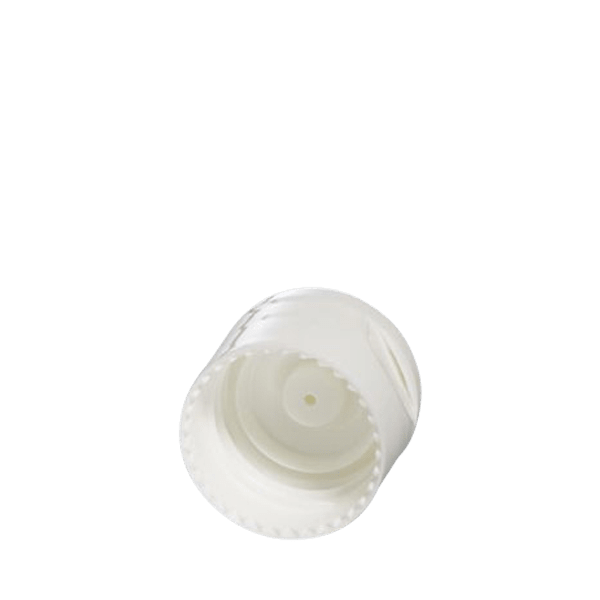 The image shows a Menshen PP Flip Top Cap 24/410. The cap is predominantly white and features a smooth, rounded design. It has a hinged lid that can be flipped open to reveal the dispensing opening. The cap is designed to fit bottles with a 24/410 neck finish. The overall appearance is sleek and functional, suitable for various types of liquid or gel products.