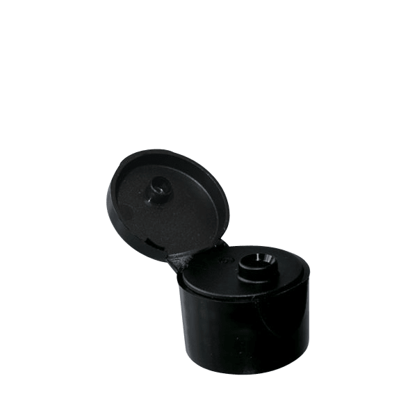 The image shows a Menshen PP Flip Top Cap 24/410. It is a circular, white cap with a smooth surface and a flip-top lid. The cap has a hinge mechanism that allows the top part to be flipped open and closed easily.