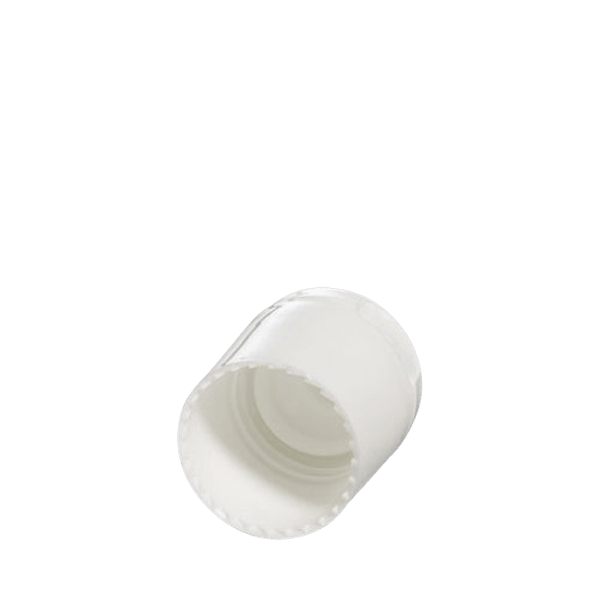 The image shows a Menshen PP Flip Top Cap 24/415. The cap is made of plastic and features a smooth, cylindrical design. The top of the cap is hinged, allowing it to flip open and closed for easy access. The cap is primarily white and appears to be designed for use with bottles or containers that have a 24/415 neck finish.