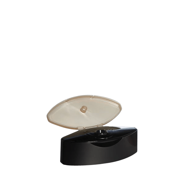 The image shows a Menshen PP Flip Top Cap. The cap is designed for packaging and appears to be made from plastic. It features a flat, circular top with a hinge that allows the top to flip open and close securely. The cap is likely intended for use on bottles or containers, providing a convenient way to dispense the contents. The overall design is simple and functional, with a smooth surface and a clean, modern look.