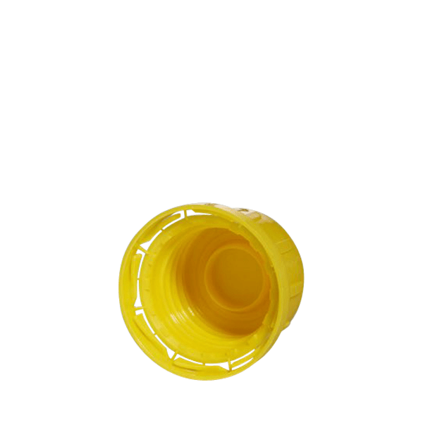 The image shows a Menshen PP Threaded Closure 32 Chemical Closure. It is a circular, white plastic cap with a threaded design for secure fastening. The cap features a textured outer rim for better grip and a smooth, slightly domed top surface. This closure is designed for containers that hold chemical products.