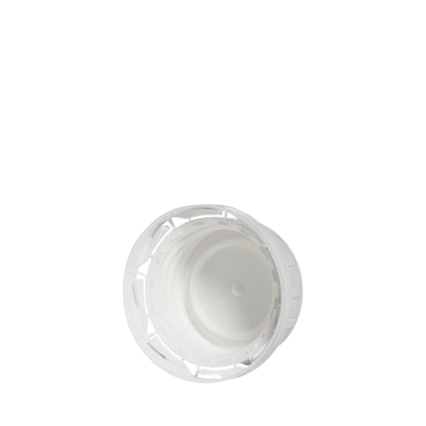 The image shows the MENSHEN PP Threaded Closure 32 Chemical Closure. It features a white, circular, plastic threaded cap designed for secure sealing of chemical containers. The closure has a series of ridges around its outer edge for better grip and easy opening. The top surface is smooth and flat, with no visible text or logo. The overall design is simple and functional, suitable for various industrial and chemical applications.