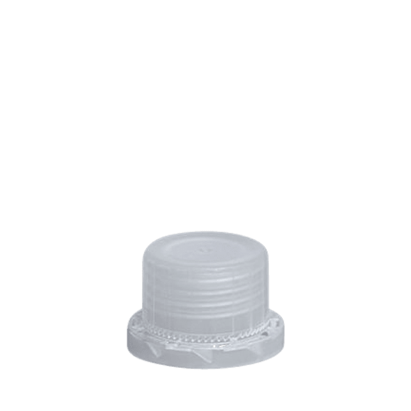 The image shows a Menshen PP Threaded Closure 28 Chemical Closure. It is a small, cylindrical plastic cap designed for sealing containers. The closure features a prominent threaded design for secure attachment and a flat top surface. The cap is white and appears to be made of durable polypropylene material.