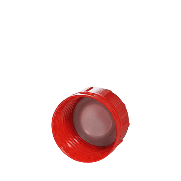 The image displays a Menshen PE Threaded Closure 45 Chemical Closure. It is a cylindrical, white plastic cap with a threaded design, intended for sealing chemical containers. The closure features a ridged surface for easy grip and twisting, and a flat top. The design is simple and functional, suitable for industrial and chemical use.